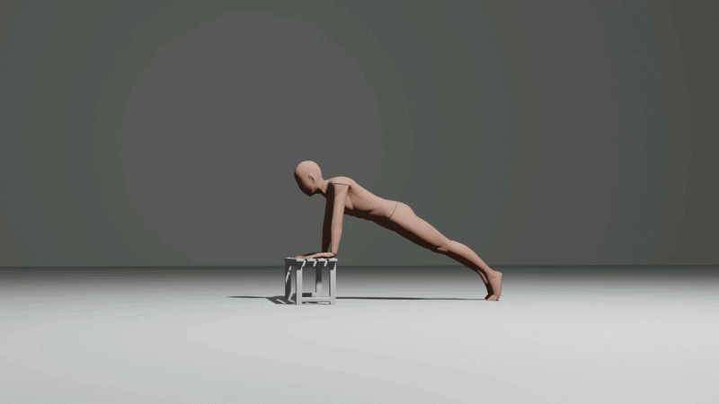 animated character doing incline push ups for demonstration purposes
