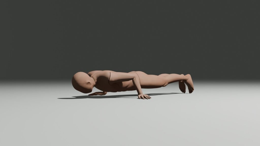 pseudo planche push up form at the bottom position